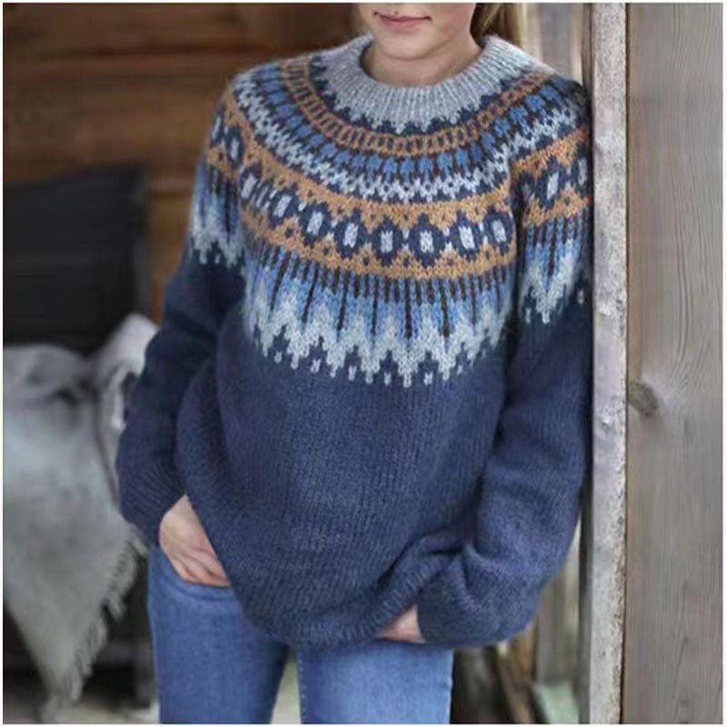 Damski Sweter z Okrągłym Dekoltem | Klasyczny Model na Co Dzień