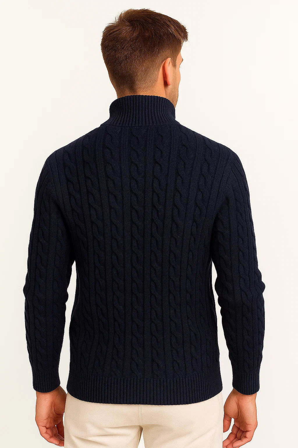 Męski sweter | Splot warkoczowy z zamkiem