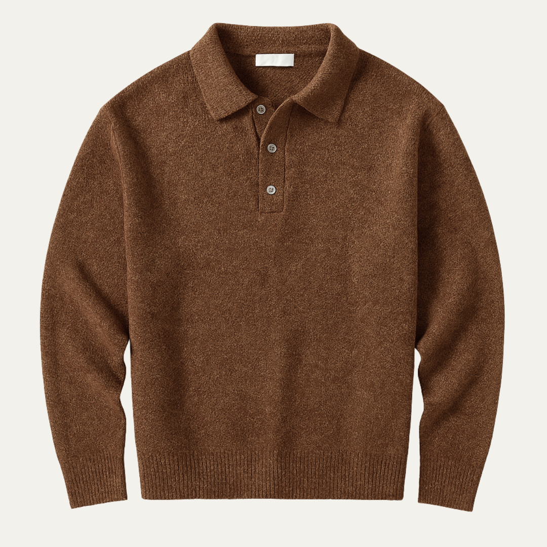 Modny Męski Sweter Polo Cedarfield | Miękka Dzianina z Domieszką Kaszmiru
