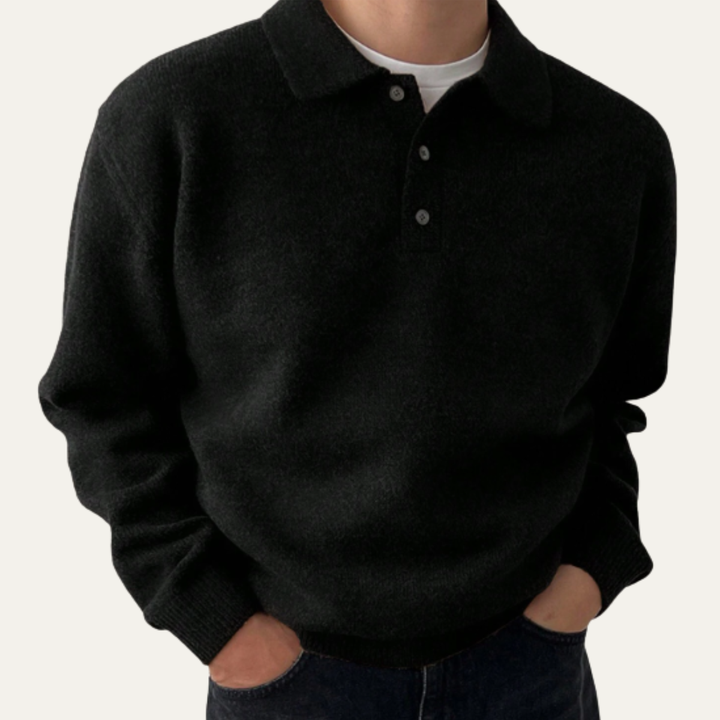 Modny Męski Sweter Polo Cedarfield | Miękka Dzianina z Domieszką Kaszmiru