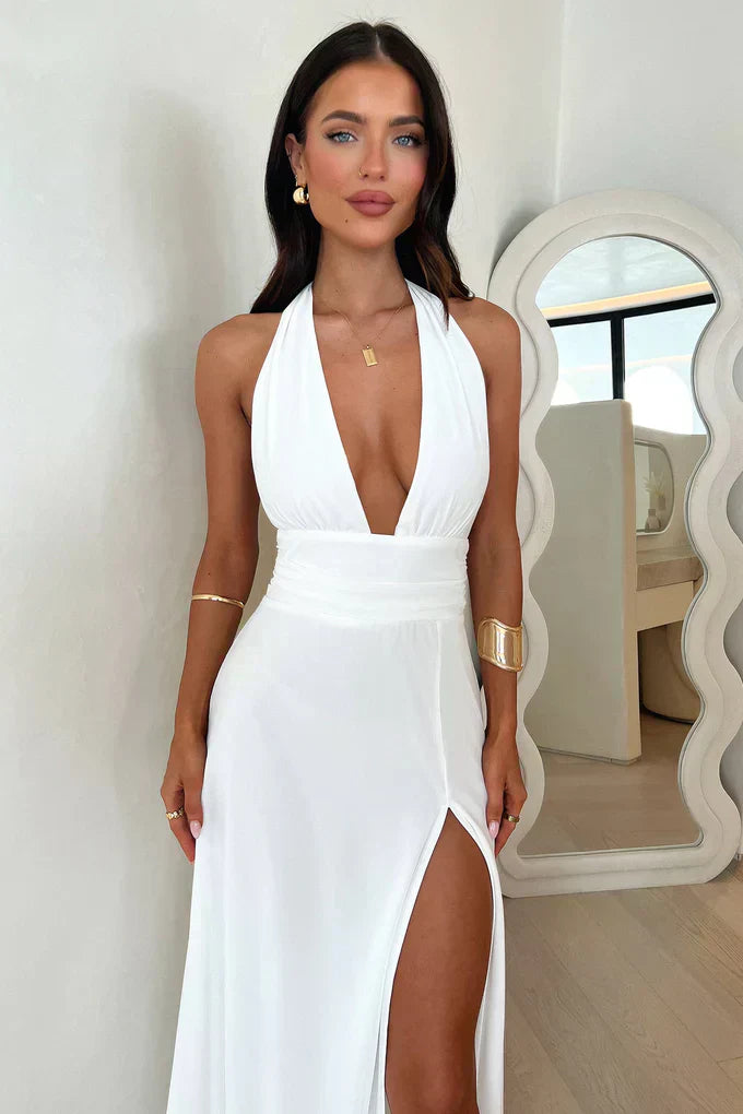Sukienka damska maxi | Dekolt halter