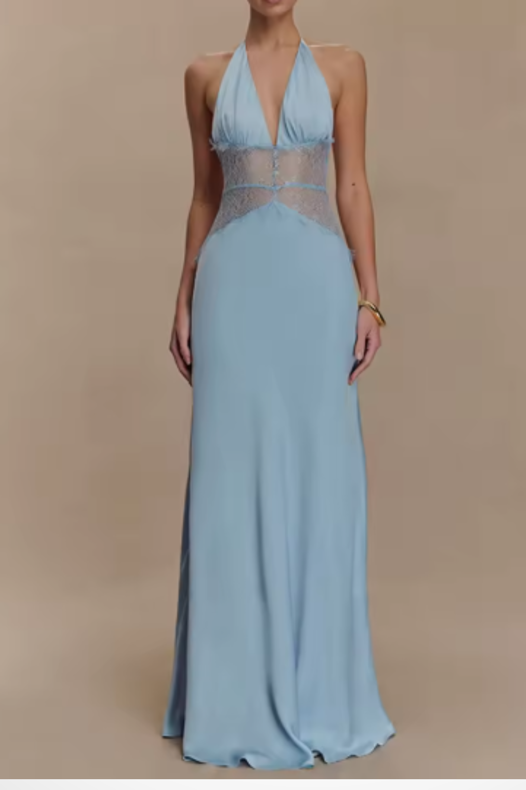 Sukienka Maxi Z Dekoltem Halter I Odkrytymi Plecami