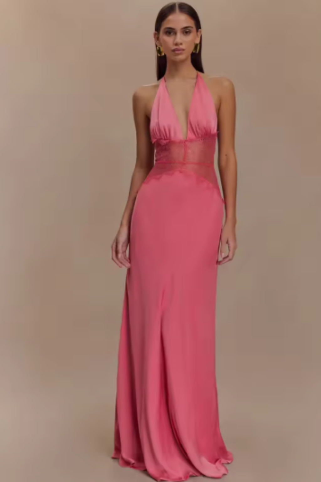 Sukienka Maxi Z Dekoltem Halter I Odkrytymi Plecami